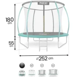 Trampolina ogrodowa profilowana 8ft/252cm z siatką wewnętrzną Neo-Sport