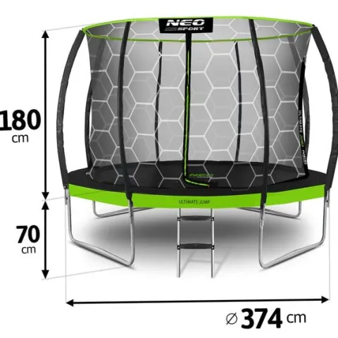 Trampolina ogrodowa profilowana 12ft/374cm z siatką wewnętrzną Neo-Sport