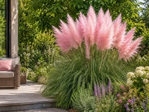 Trawa pampasowa różowa Cortaderia selloana Rosea sadzonka
