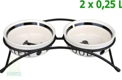TRIXIE Miski ceramiczne na stojaku dla psa miska na wodę karmę 2x0,25L