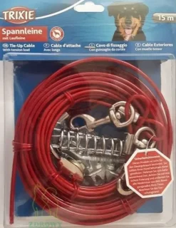 TRIXIE mocna linka lina stalowa x2 smycz psa z amortyzatorem do 45kg 3m+15m