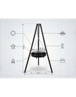 TRÓJNÓG Z RUSZTEM GRILL OGRODOWY DO PALENISK 50cm 150cm OGNISKA 1