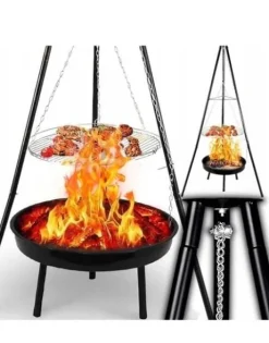TRÓJNÓG Z RUSZTEM GRILL OGRODOWY DO PALENISK 50cm 150cm OGNISKA 1