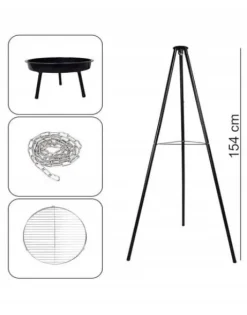 TRÓJNÓG Z RUSZTEM GRILL OGRODOWY DO PALENISK 50cm 150cm OGNISKA 1