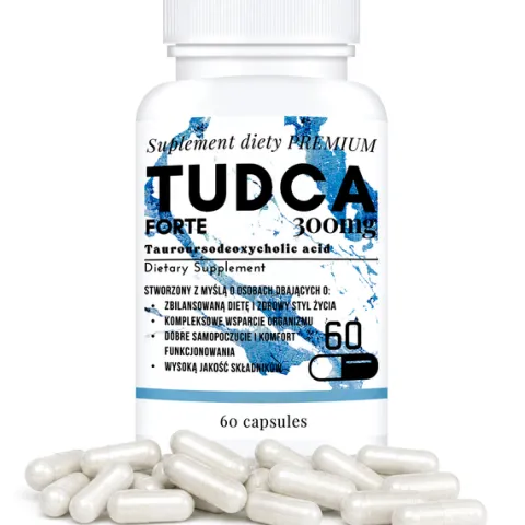TUDCA FORTE 300 MG KWAS TAUROURSODEOKSYCHOLOWY WSPARCIE WĄTROBY DETOKS 60T