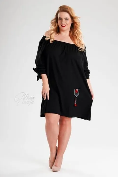 Tunika oversize sukienka czarna plus size