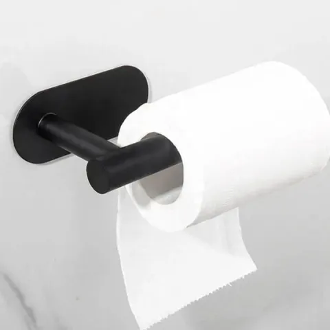 Uchwyt wieszak na papier toaletowy bez wiercenia samoprzylepny czarny