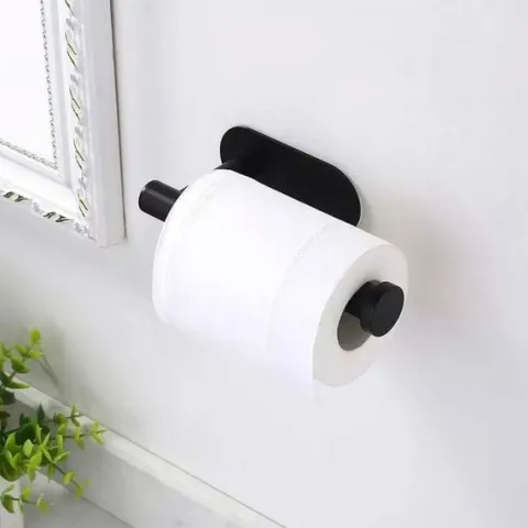 Uchwyt wieszak na papier toaletowy bez wiercenia samoprzylepny czarny