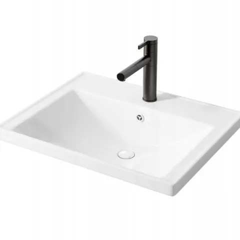 UMYWALKA CERAMICZNA BIAŁA MEBLOWA WPUSZCZANA W BLAT PROSTOKĄTNA 52 x 41 CM