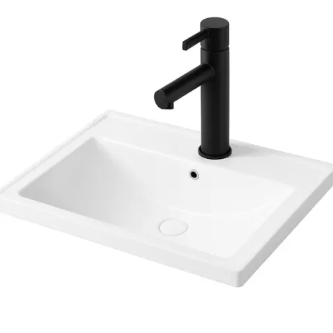 UMYWALKA CERAMICZNA BIAŁA MEBLOWA WPUSZCZANA W BLAT PROSTOKĄTNA 52 x 41 CM