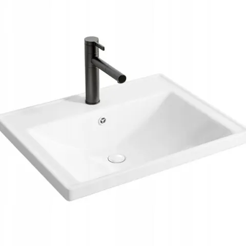 UMYWALKA CERAMICZNA BIAŁA PROSTOKĄTNA OWALNA NA BLAT 52x41 CM