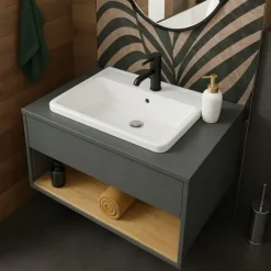 UMYWALKA CERAMICZNA BIAŁA WPUSZCZANA W BLAT PROSTOKĄTNA 52 x 41 CM