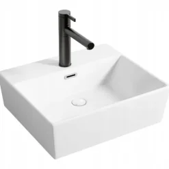 UMYWALKA CERAMICZNA STAWIANA BIAŁA NABLATOWA PROSTOKĄTNA DUŻA 41 x 36 CM
