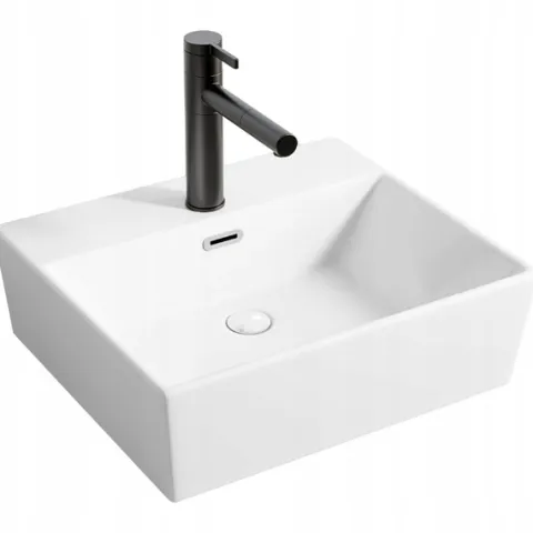 UMYWALKA CERAMICZNA STAWIANA BIAŁA NABLATOWA PROSTOKĄTNA DUŻA 41 x 36 CM