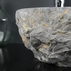 Umywalka marmurowa 30 cm szara zlew do łazienki z kamienia