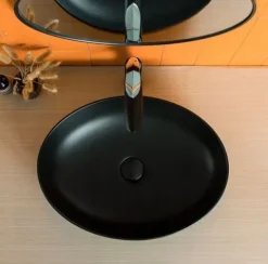 UMYWALKA NABLATOWA CERAMICZNA CZARNA MATOWA 41x33 REBIKO