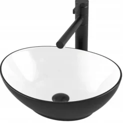 UMYWALKA NABLATOWA CERAMICZNA MATOWA CZARNA ELEGANCKA 42x34