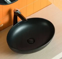 UMYWALKA NABLATOWA CERAMICZNA CZARNA MATOWA 41x33