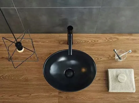 UMYWALKA NABLATOWA CERAMICZNA CZARNA MATOWA 41x33