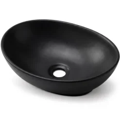 Umywalka Nablatowa Ceramiczna Owalna 41 cm Czarna Matowa Stawiana OVALIS