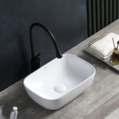 UMYWALKA NABLATOWA CERAMICZNA PROSTOKĄTNA MILO-WH-370 BIAŁA 8