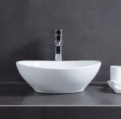 UMYWALKA NABLATOWA CERAMICZNA OWALNA OWAL BIAŁA STAWIANA NA BLAT 42 x