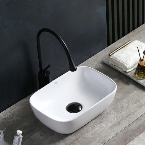 UMYWALKA NABLATOWA CERAMICZNA PROSTOKĄTNA 37X25 MILO-WH-370 BIAŁA 8