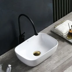 UMYWALKA NABLATOWA CERAMICZNA PROSTOKĄTNA 37X25 MILO-WH-370 BIAŁA 8