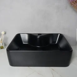 UMYWALKA NABLATOWA CERAMICZNA MATOWA CZARNA 48x38 REBIKO
