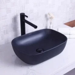 UMYWALKA NABLATOWA CERAMICZNA CZARNA MATOWA 46x32 REBIKO
