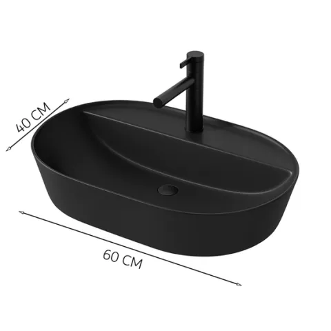 Umywalka nablatowa czarna 60 cm