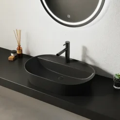 UMYWALKA NABLATOWA OWALNA CERAMICZNA CZARNA STAWIANA Z OTWOREM DUŻA 60 CM