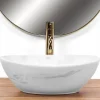 Umywalka Nablatowa Owalna Marmurowa Biała Ceramiczna Rea Sofia Marble 41 cm