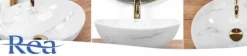 Umywalka Nablatowa Owalna Marmurowa Biała Ceramiczna Rea Sofia Marble 41 cm