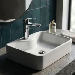Umywalka Nablatowa Prostokątna Ceramiczna 47 cm Biała