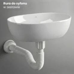 Umywalka Owalna Nablatowa Ceramiczna 49 cm Stawiana Połysk Biała ELIPSE