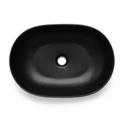 Umywalka Owalna Nablatowa Ceramiczna 49 cm Stawiana Czarna Matowa ELIPSE
