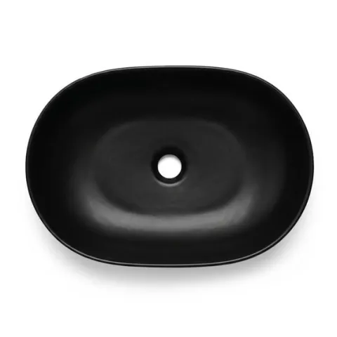 Umywalka Owalna Nablatowa Ceramiczna 49 cm Stawiana Czarna Matowa ELIPSE