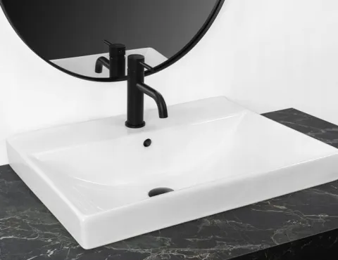 UMYWALKA WPUSZCZANA CERAMICZNA BIAŁA PROSOTKĄTNA REA MANDY 60