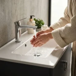 Umywalka Wpuszczana w Blat Ceramiczna Prostokątna 61 cm Biała Połysk NORDIS