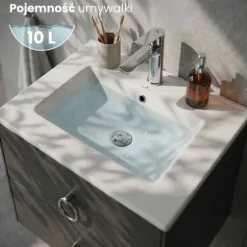 Umywalka Wpuszczana w Blat Ceramiczna Prostokątna 61 cm Biała Połysk NORDIS