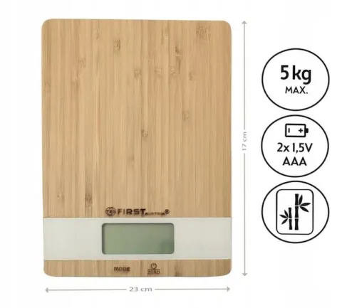 Waga kuchenna BAMBUSOWA 5kg/1g FIRST AUSTRIA
