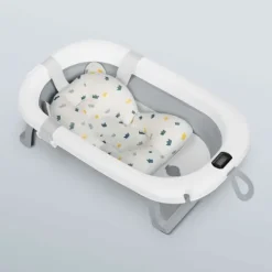 Wanienka składana dla dzieci, niemowląt z termometrem i wkładką Ricokids RK-287 biało-szara