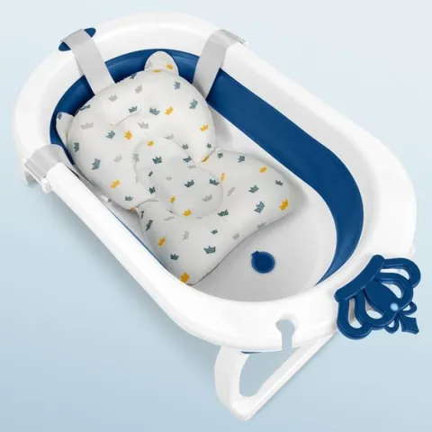 Wanienka składana dla dzieci, niemowląt z wkładką Ricokids RK-286 biało-niebieska