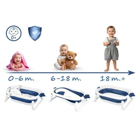 Wanienka składana dla dzieci, niemowląt z wkładką Ricokids RK-286 biało-niebieska