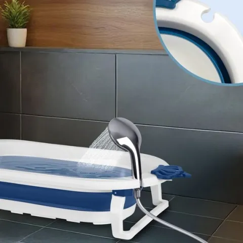 Wanienka składana dla dzieci, niemowląt z wkładką Ricokids RK-286 biało-niebieska