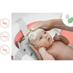 Wanienka składana dla dzieci, niemowląt z termometrem i wkładką Ricokids RK-287 biało-różowa