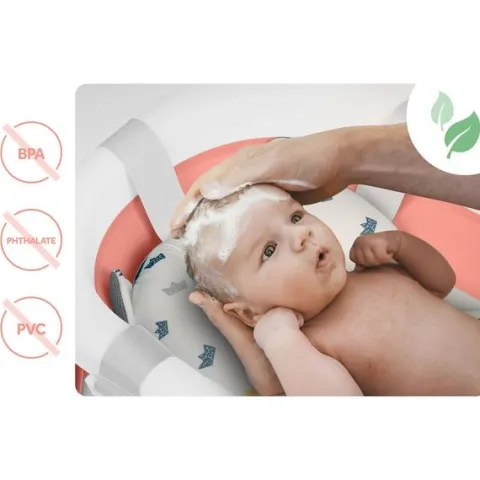 Wanienka składana dla dzieci, niemowląt z termometrem i wkładką Ricokids RK-287 biało-różowa
