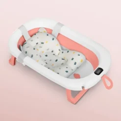 Wanienka składana dla dzieci, niemowląt z termometrem i wkładką Ricokids RK-287 biało-różowa