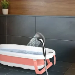 Wanienka składana dla dzieci, niemowląt z termometrem i wkładką Ricokids RK-287 biało-różowa
